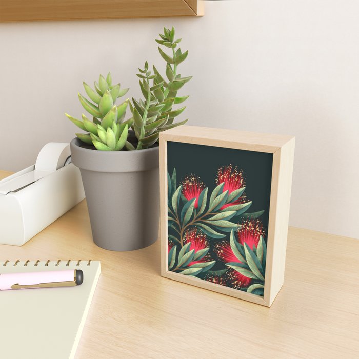 Pohutukawa - Red / Natural Green Mini Art Print Gallery Image 2