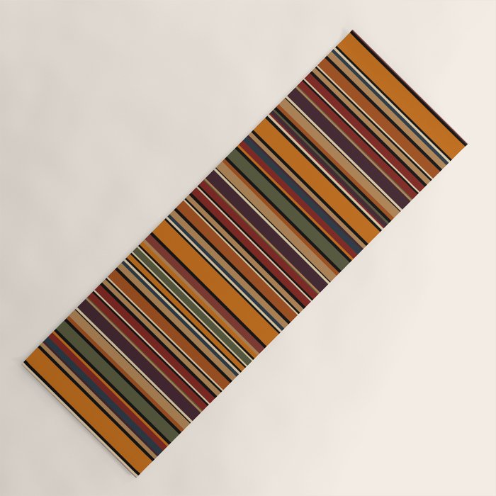 Vintage multicolor stripe Yoga Mat Gallery Image 1