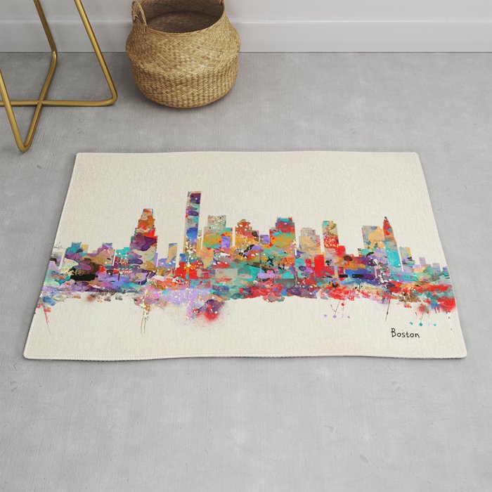 Boston city watercolor Rug Gallery Image 1