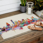 Boston city watercolor Outdoor Rug Gallery Image 2