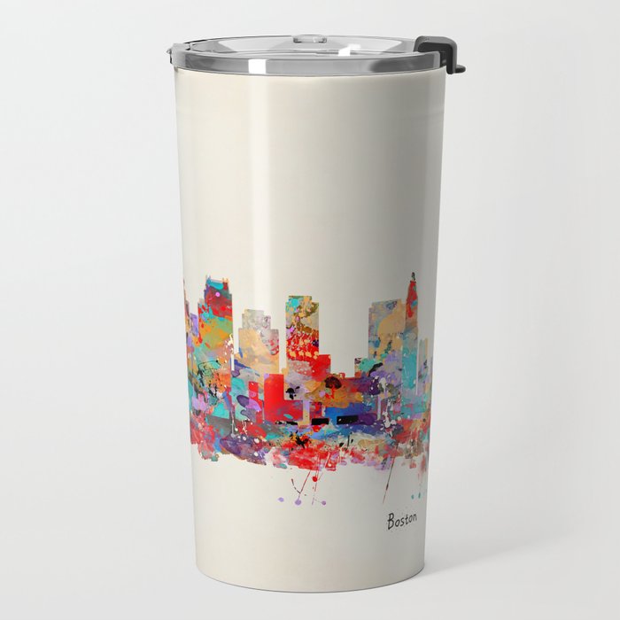 Boston city watercolor Travel Mug Gallery Image 2