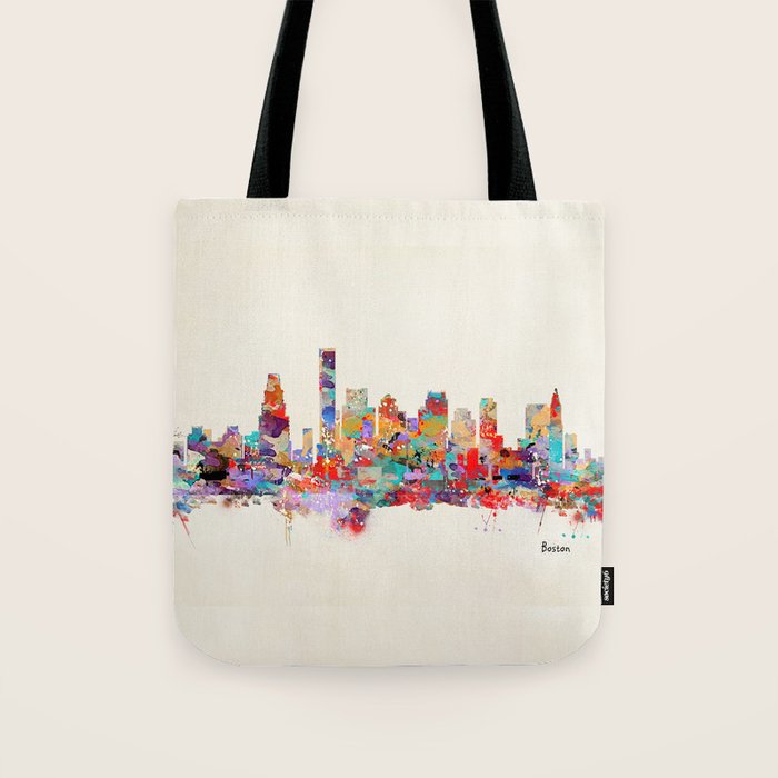 Boston city watercolor Tote Bag Gallery Image 1