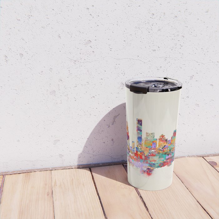 Boston city watercolor Travel Mug Gallery Image 4
