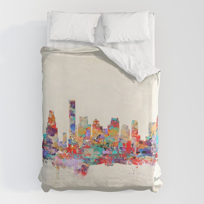 Boston city watercolor Duvet Cover Gallery Image 6