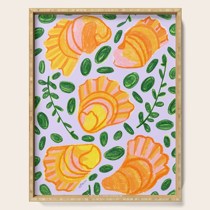 Art Deco Shells in Gold & Orange Serving Tray Gallery Image 1