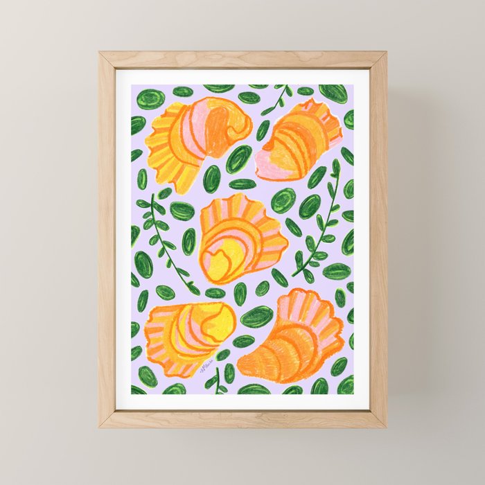 Art Deco Shells in Gold & Orange Mini Art Print Gallery Image 1