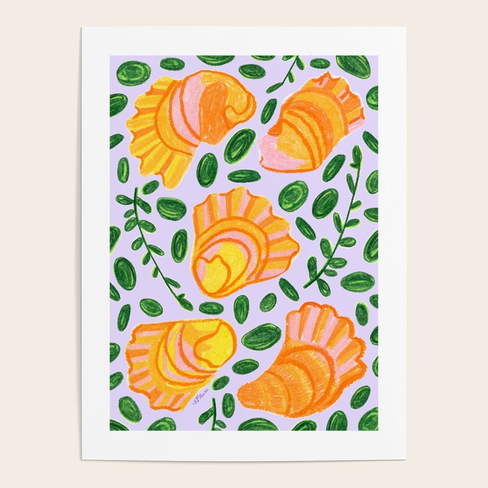 Art Deco Shells in Gold & Orange Poster Gallery Image 4