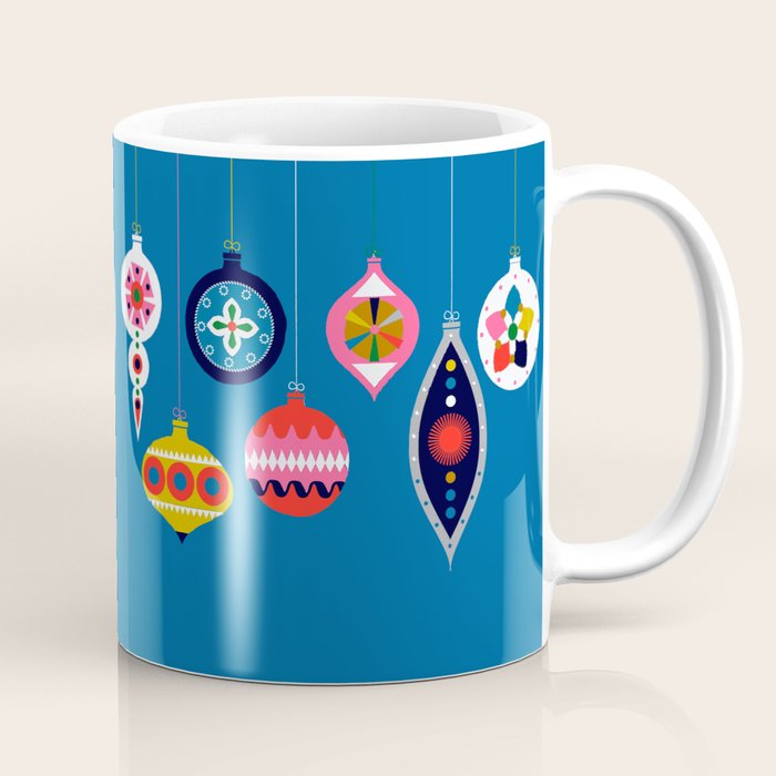 Retro Christmas Baubles on a dark background Coffee Mug Gallery Image 1
