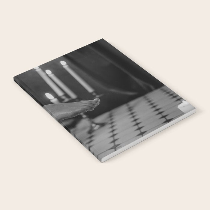 Let it all hang out; female portrait with candles in the bathtub black and white photograph - photography - photographs Notebook Gallery Image 1