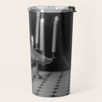 Let it all hang out; female portrait with candles in the bathtub black and white photograph - photography - photographs Travel Mug Gallery Image 2