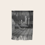 Let it all hang out; female portrait with candles in the bathtub black and white photograph - photography - photographs Wall Hanging Gallery Image 1