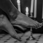 Let it all hang out; female portrait with candles in the bathtub black and white photograph - photography - photographs Coffee Mug Gallery Image 2