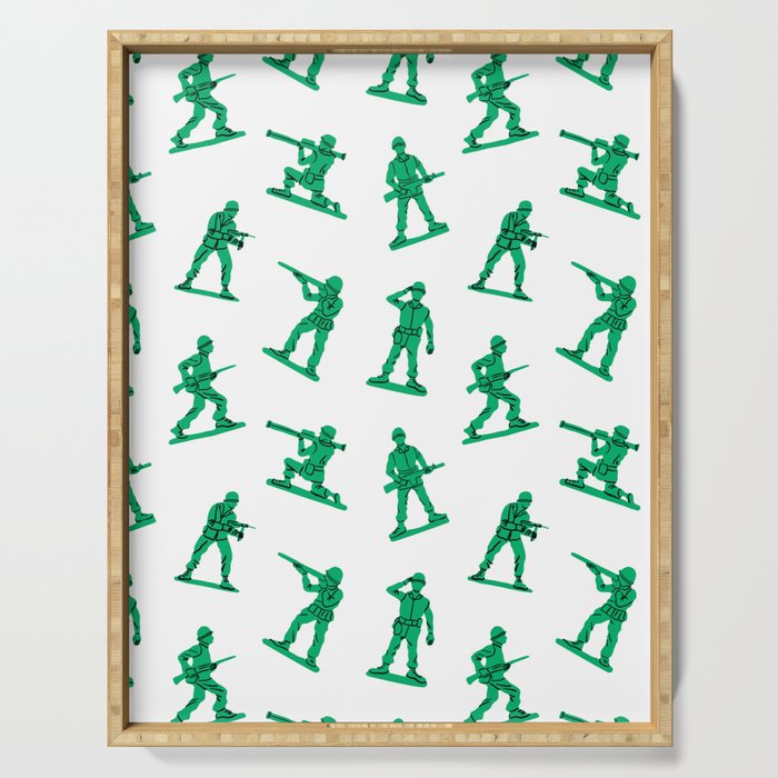 Retro toy soldier cartoon pattern Serving Tray Gallery Image 1