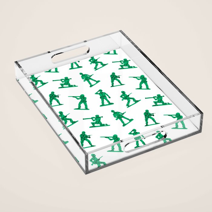 Retro toy soldier cartoon pattern Acrylic Tray Gallery Image 1