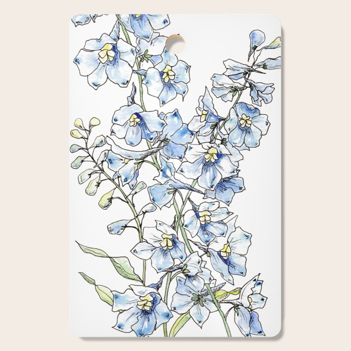 Blue Delphinium Flowers Cutting Board Gallery Image 1