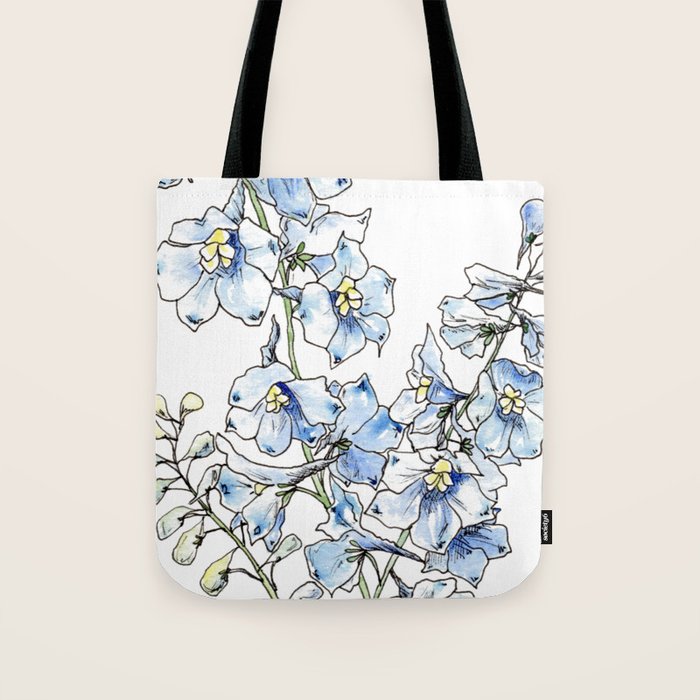 Blue Delphinium Flowers Tote Bag Gallery Image 1