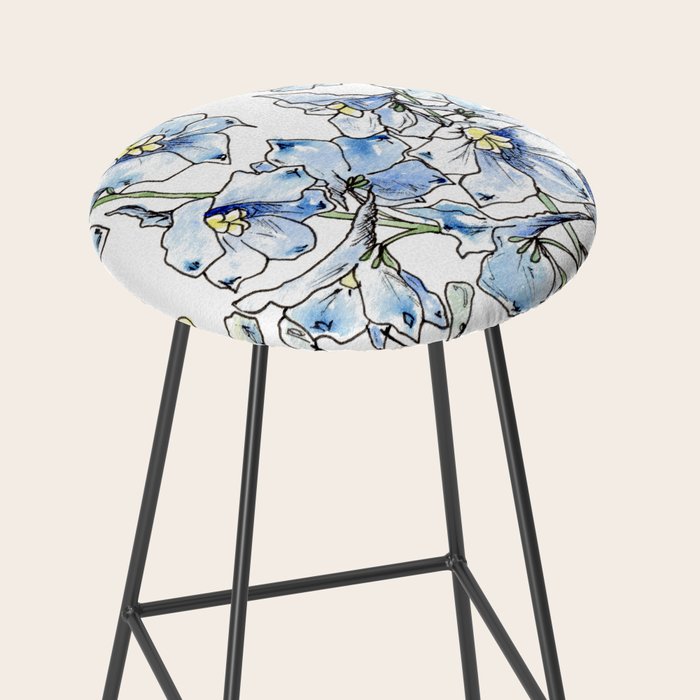 Blue Delphinium Flowers Stool Gallery Image 2