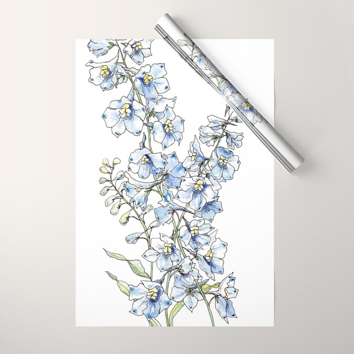 Blue Delphinium Flowers Wrapping Paper Gallery Image 1