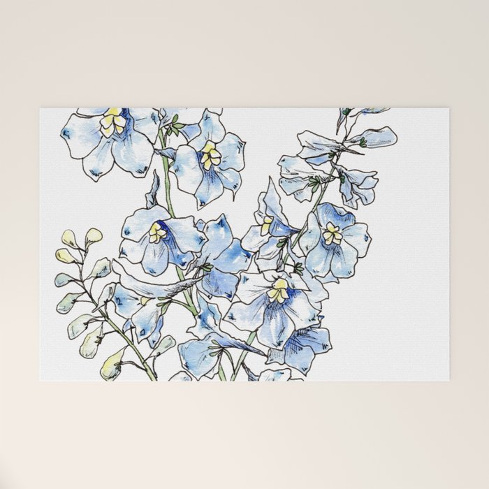 Blue Delphinium Flowers Welcome Mat Gallery Image 1