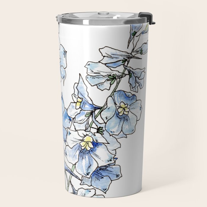 Blue Delphinium Flowers Travel Mug Gallery Image 2