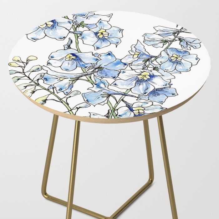Blue Delphinium Flowers Side Table Gallery Image 2