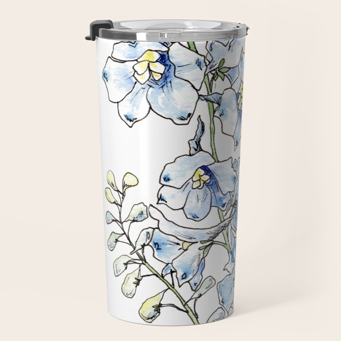 Blue Delphinium Flowers Travel Mug Gallery Image 3