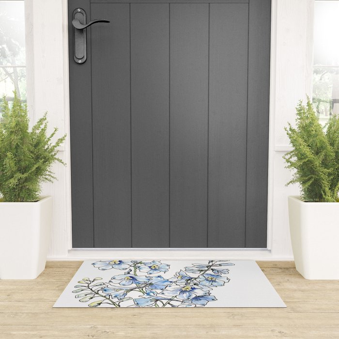 Blue Delphinium Flowers Welcome Mat Gallery Image 3