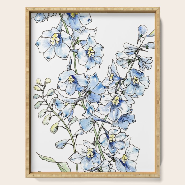 Blue Delphinium Flowers Serving Tray Gallery Image 1