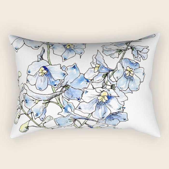 Blue Delphinium Flowers Rectangular Pillow Gallery Image 2