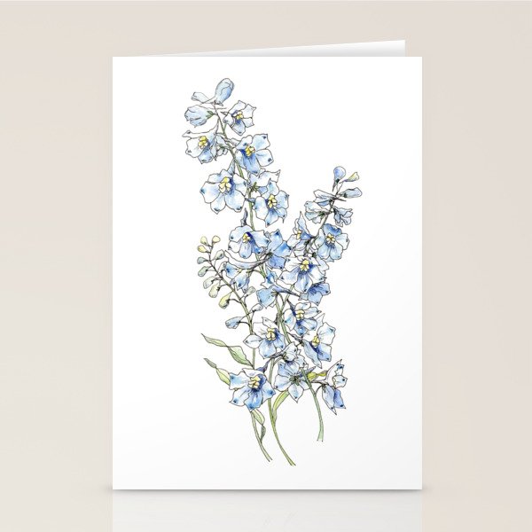 Blue Delphinium Flowers Stationery Card Gallery Image 2
