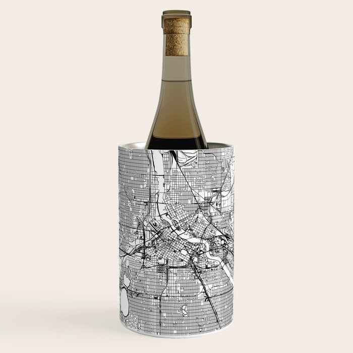 Minneapolis White Map Wine Chiller Gallery Image 1