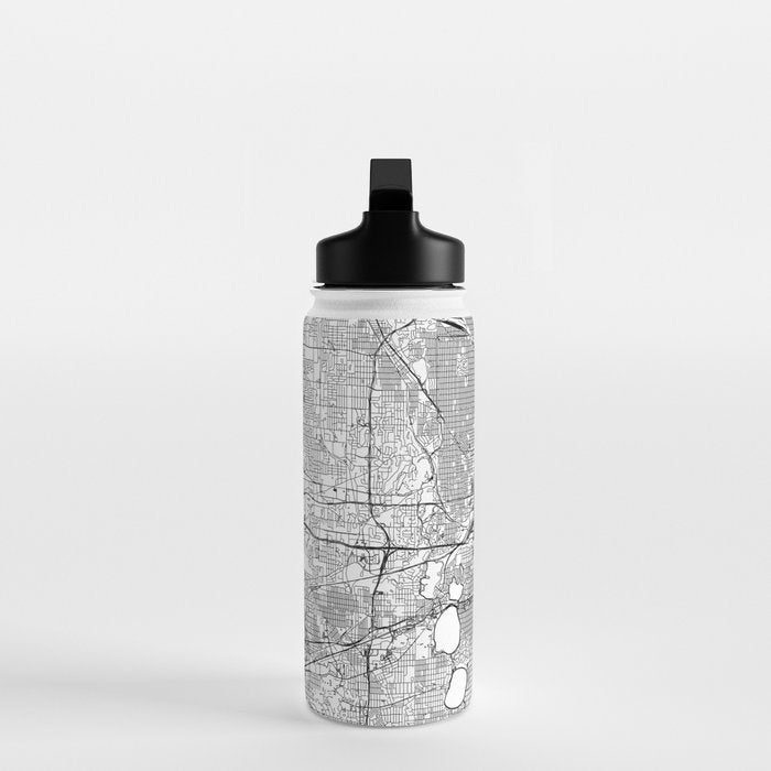 Minneapolis White Map Water Bottle Gallery Image 3