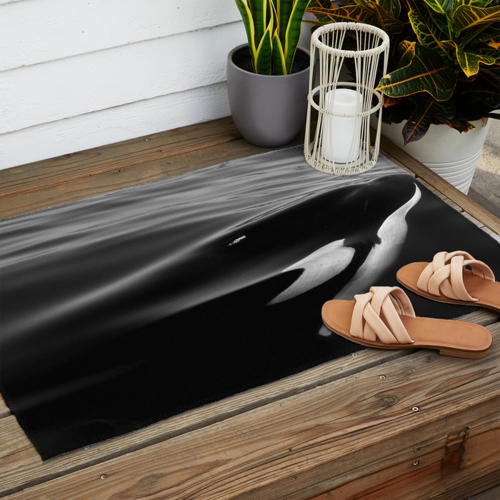 Orca, kill whale whale watching black and white nature photograph - photography - photographs Outdoor Rug Gallery Image 2