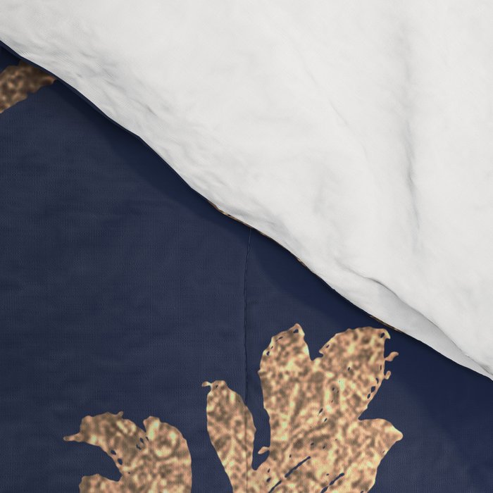 Elegant navy blue gold glitter floral damask Comforter Gallery Image 4