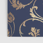 Elegant navy blue gold glitter floral damask Poster Gallery Image 3