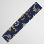 Elegant navy blue gold glitter floral damask Table Runner Gallery Image 3