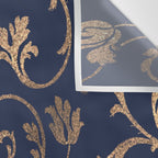 Elegant navy blue gold glitter floral damask Wall Tapestry Gallery Image 3