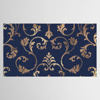 Elegant navy blue gold glitter floral damask Tablecloth Gallery Image 2