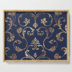 Elegant navy blue gold glitter floral damask Serving Tray Gallery Image 1