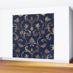 Elegant navy blue gold glitter floral damask Wall Mural Gallery Image 2