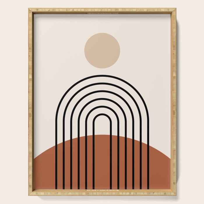 Abstraction_SUN_LINE_BOHEMIAN_LANDSCAPE_POP_ART_1129B Serving Tray Gallery Image 1