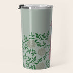 Peacock and Flower - Pink and Sage Travel Mug Gallery Image 3
