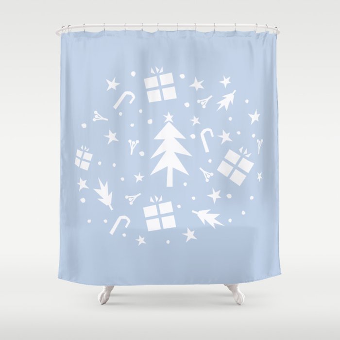 Happy Holidays monochromatic Shower Curtain Gallery Image 1