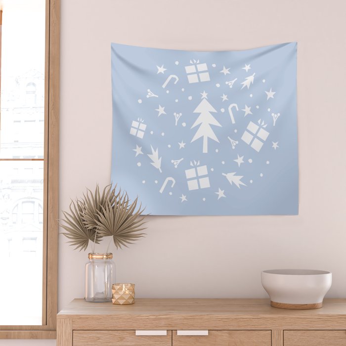 Happy Holidays monochromatic Wall Tapestry Gallery Image 2