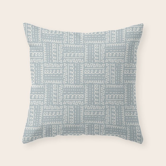 Sweet Doodle Squares . Coastal Blue Throw Pillow Gallery Image 6