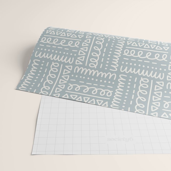 Sweet Doodle Squares . Coastal Blue Wrapping Paper Gallery Image 2