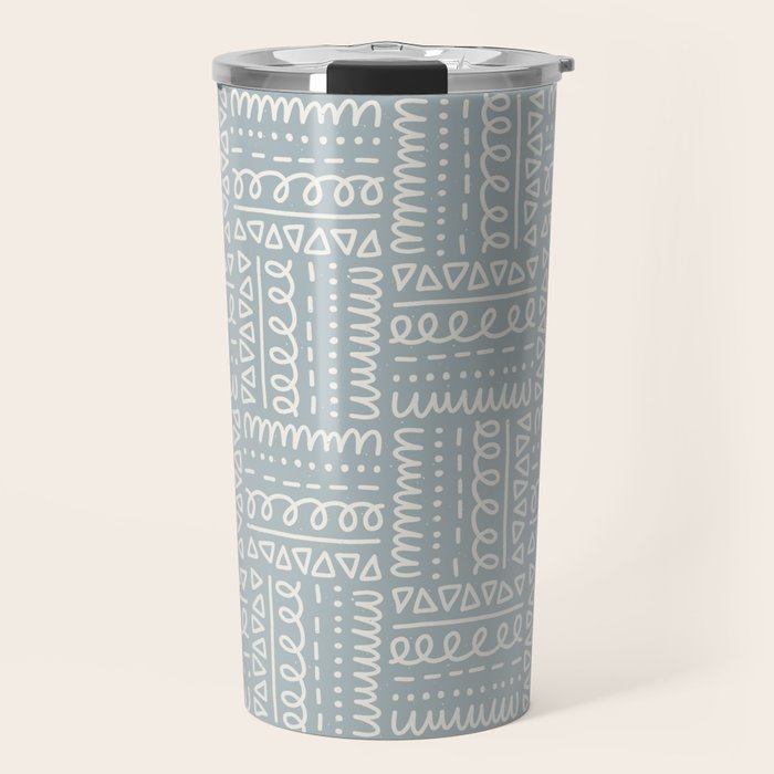 Sweet Doodle Squares . Coastal Blue Travel Mug Gallery Image 1