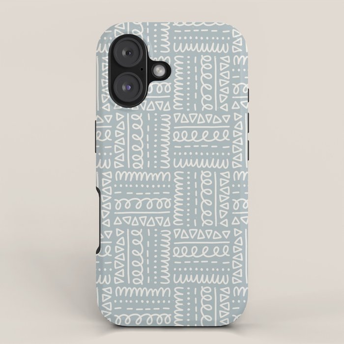 Sweet Doodle Squares . Coastal Blue iPhone Case Gallery Image 1