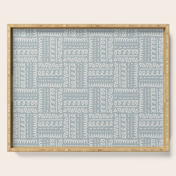 Sweet Doodle Squares . Coastal Blue Serving Tray Gallery Image 1