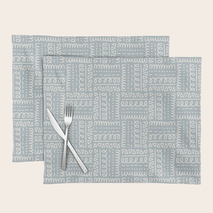 Sweet Doodle Squares . Coastal Blue Placemat Gallery Image 1